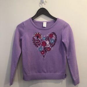 Girls Gymboree purple size L embroidered sweater